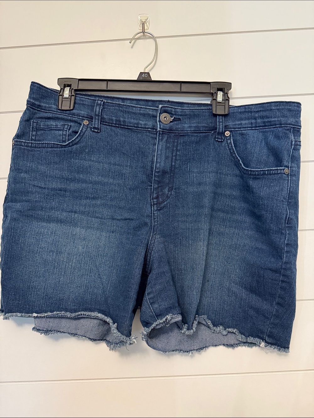 Style & Co. Dark Blue Denim Frayed Hem Cutoff Shorts